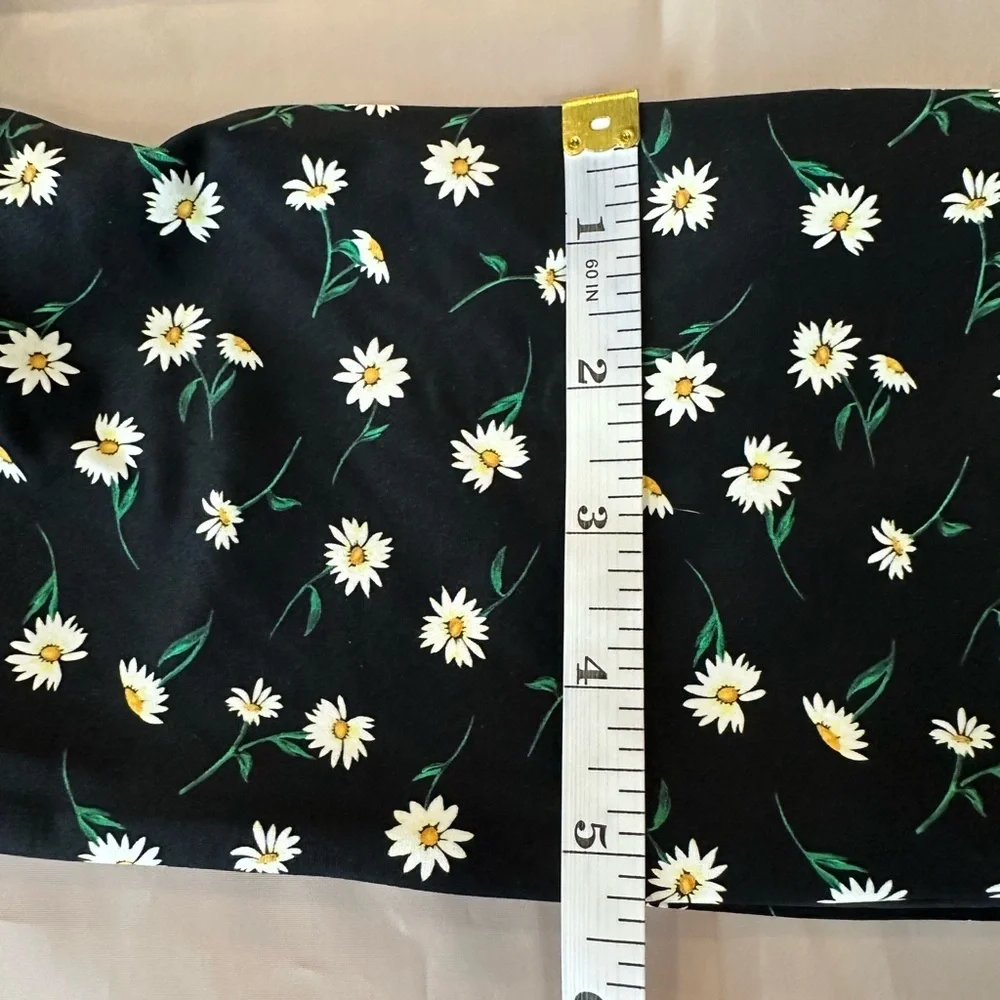 Onia x WeWoreWhat Daisy Floral Bikini Top Size L NWT Puff Sleeve Black Swim